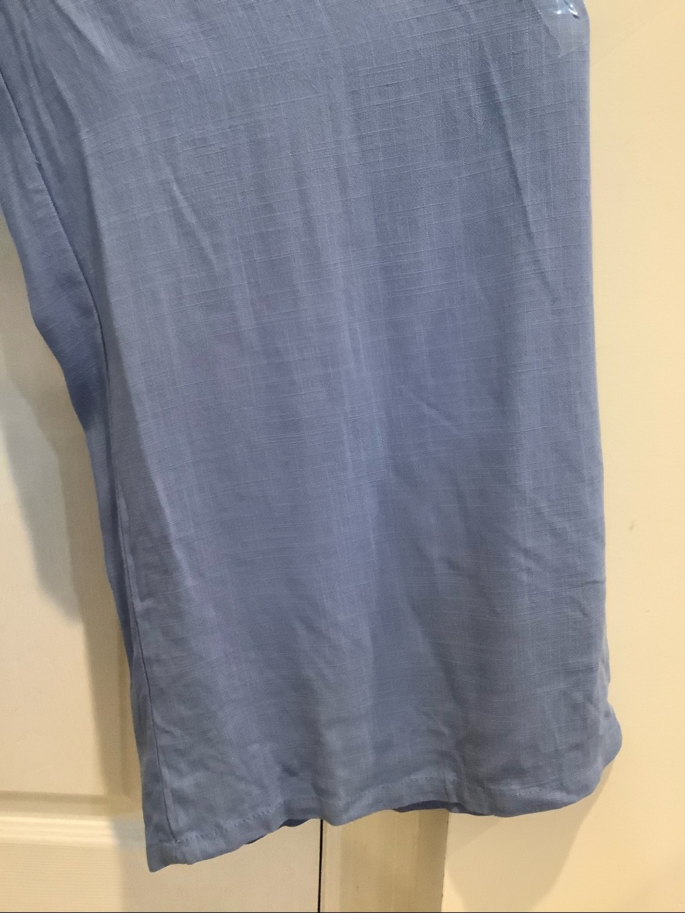 NWT REVAMPED White/Blue Gauzy Paper Bag Waist Coastal Beachy Summer Jumpsuit S - Picture 6 of 12